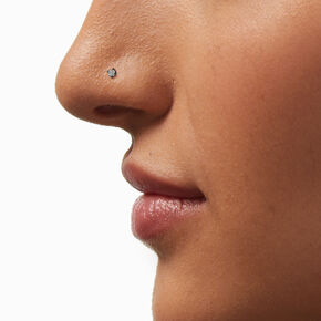 Silver-tone Stainless Steel Cubic Zirconia 20G Threadless Nose Stud,