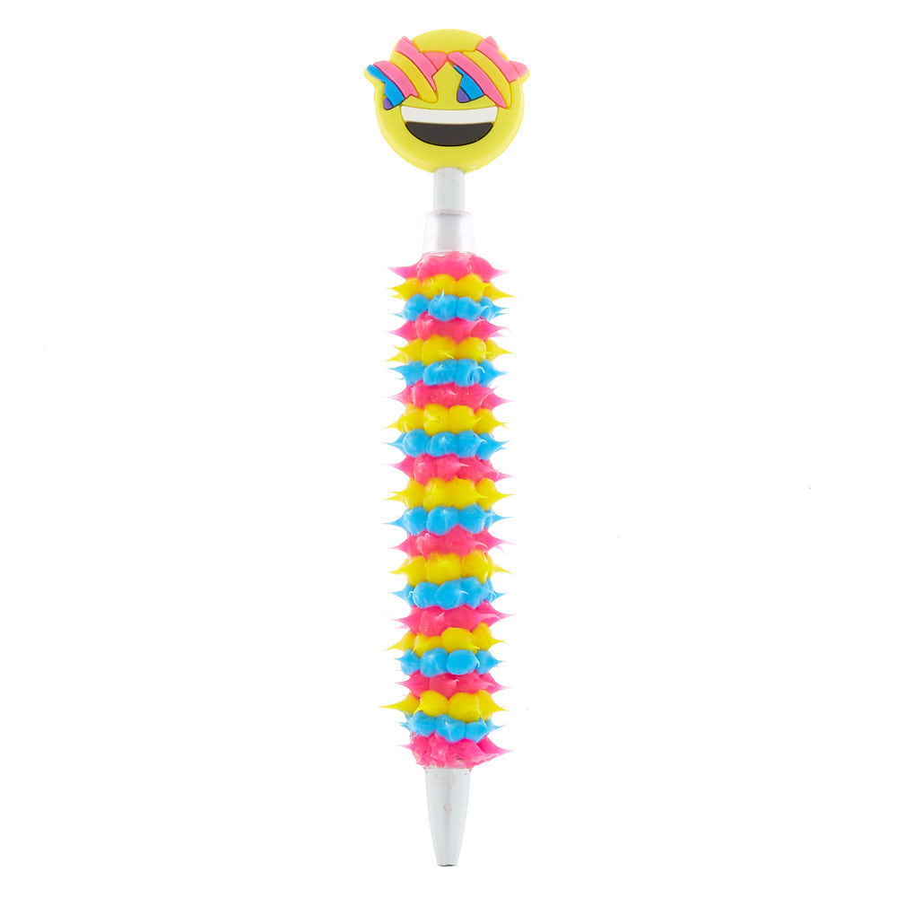 Stylo en silicone avec émoji rose aux yeux en forme d'étoiles,