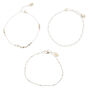Silver Simple Beaded Chain Anklets - 3 Pack,