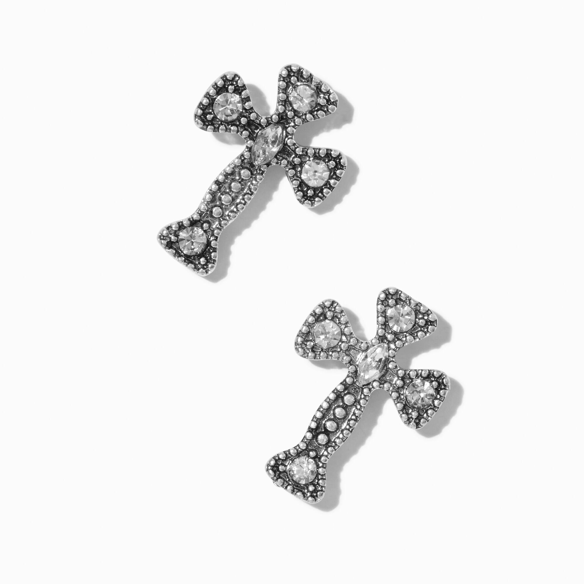 Hematite Cross Stud Earrings,