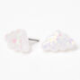 Iridescent Cloud Stud Earrings - White,