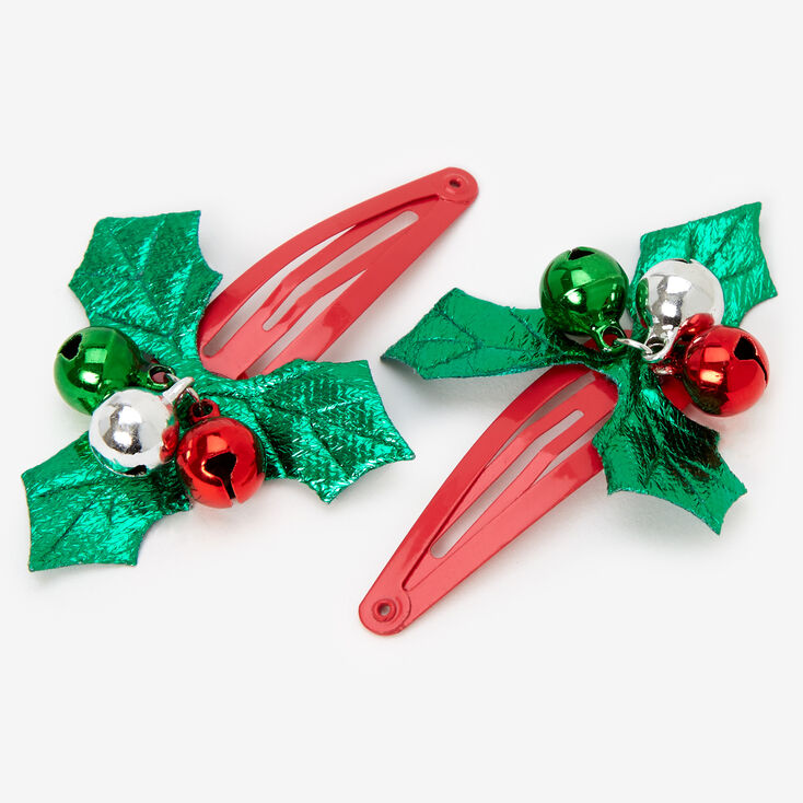 Christmas Holly Snap Hair Clips - 2 Pack,