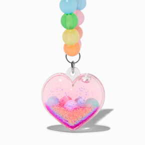Claire&#39;s Club Rainbow Water-Filled Glitter Heart Stretch Bracelet,