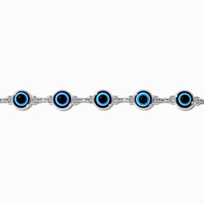 Silver-tone Evil Eye Chain Bracelet,