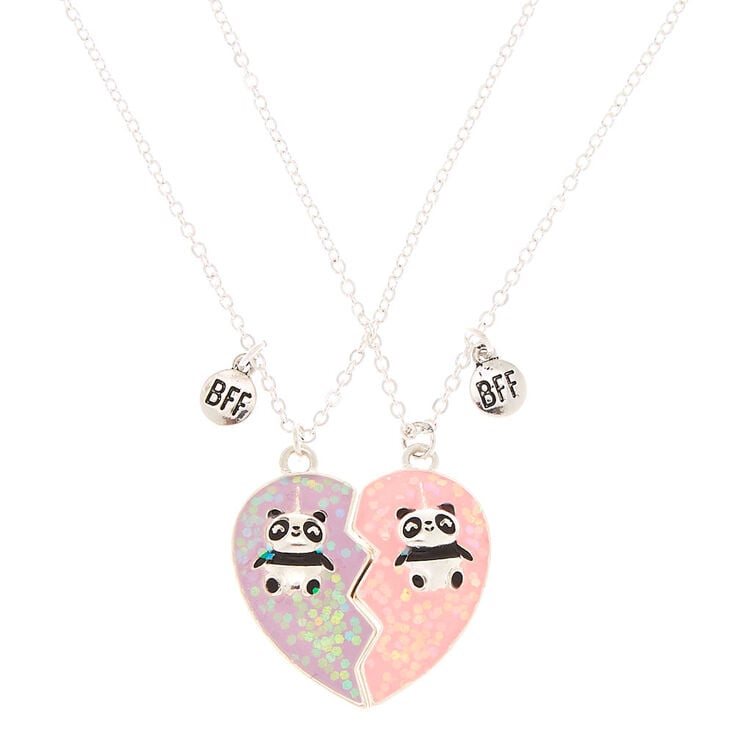 Best Friends Pandacorn Heart Pendant Necklaces - 2 Pack,