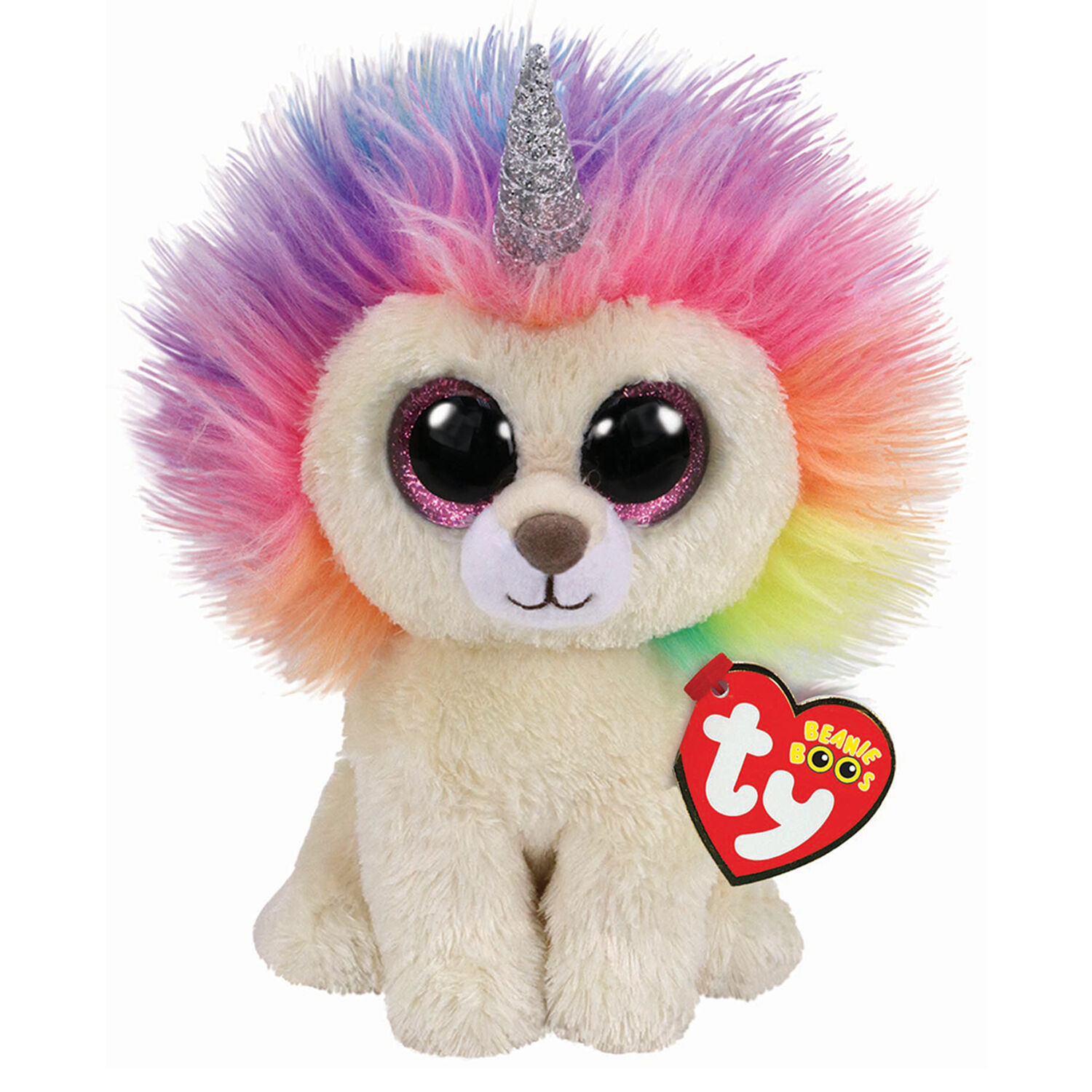 Ty Beanie Boo Large Layla the Rainbow Lion Soft Toy,