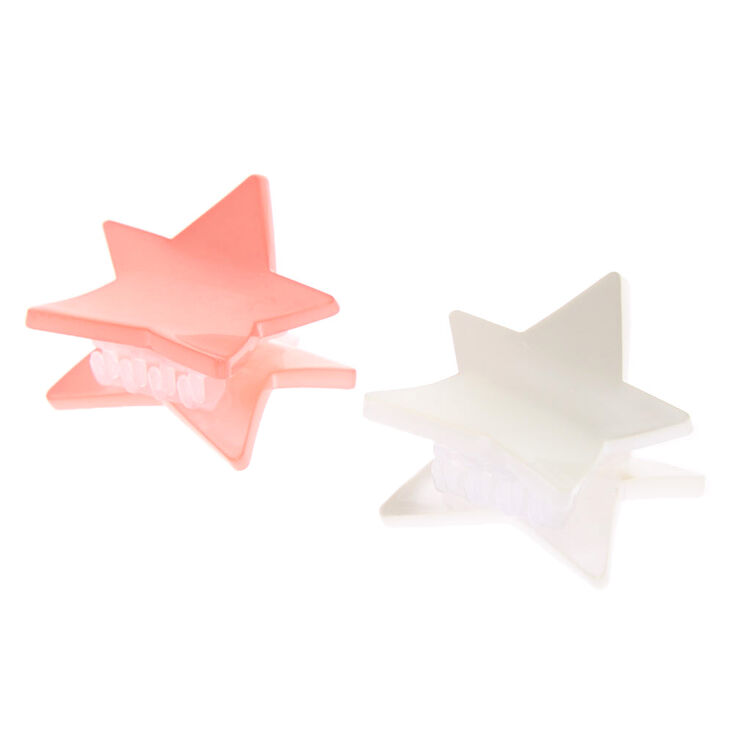 Claire's Mini pinces à cheveux motif étoile rose et blanche - Lot de 2