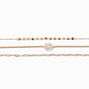 Pink Leaf Gold Beaded Chain Bracelets - 5 Pack,