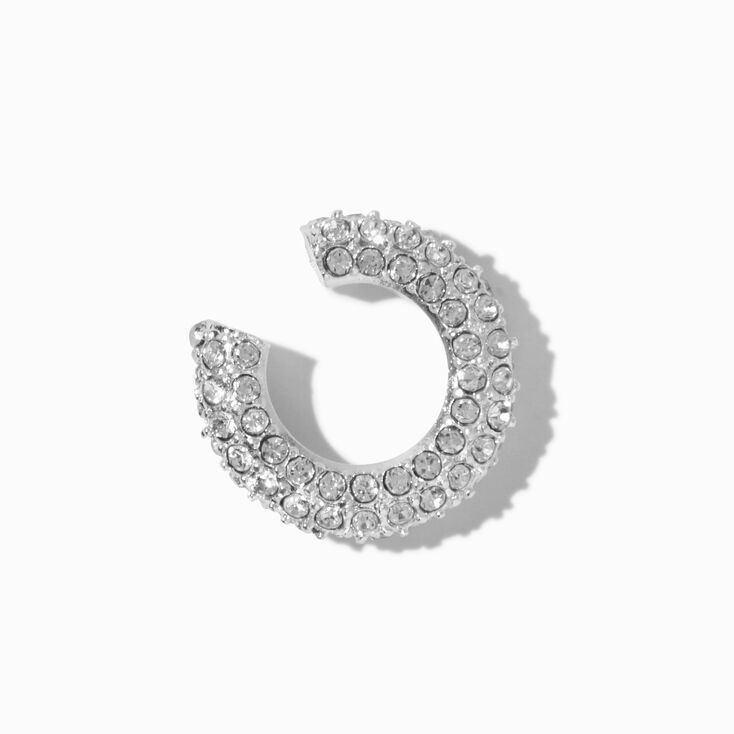 Silver-tone Crystal Pav&eacute; Chunky Ear Cuff,
