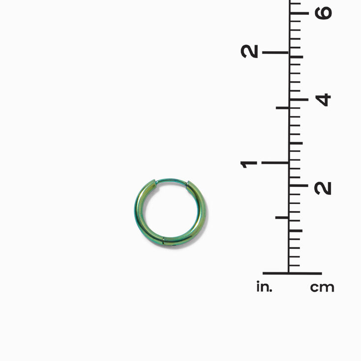Titanium 12MM Green Anodized Hoop Earrings,