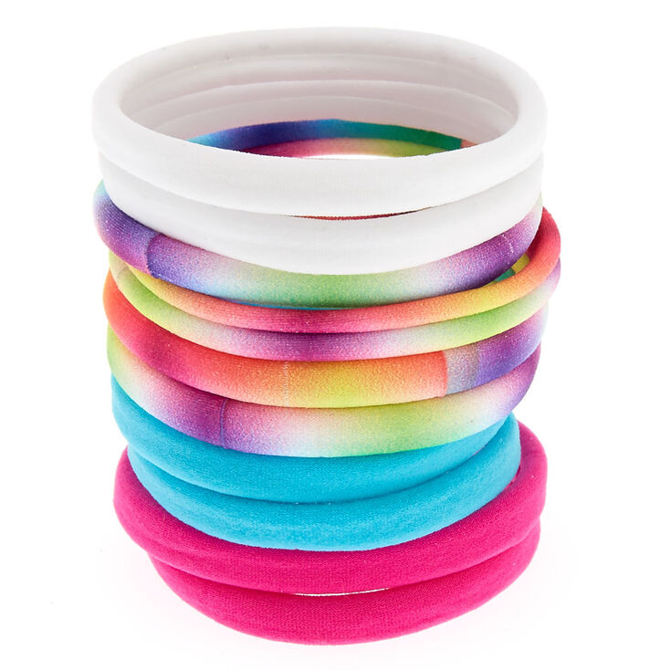 Rainbow Tie Dye Rolled Hair Ties - 10 Pack,