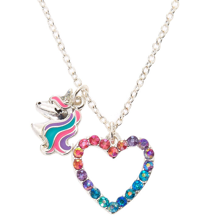 Miss Glitter The Unicorn Heart Pendant Necklace Claire S Us