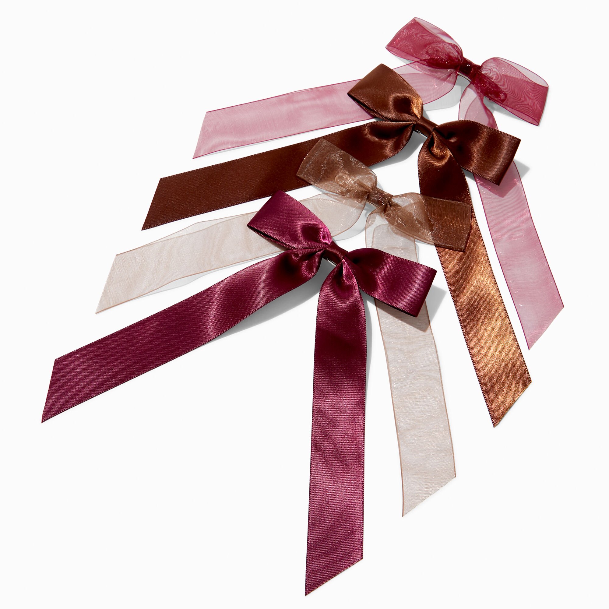 Mixed Burgundy Hair Bow Clips - 4 Pack,