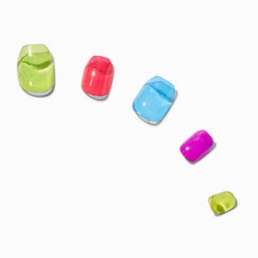Rainbow Jelly Coffin Press On Faux Nail Set - 24 Pack,