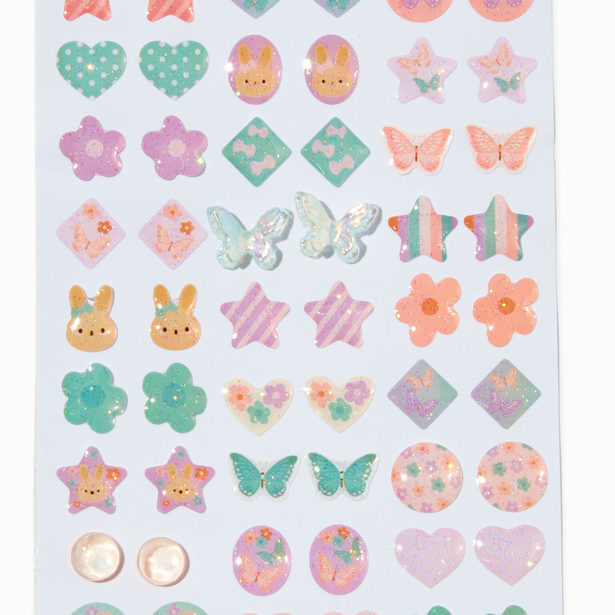 Claire's Club Spring Stick On Earrings - 30 Pack,
