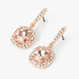 Rose Gold-tone Square Halo 1&quot; Drop Earrings,