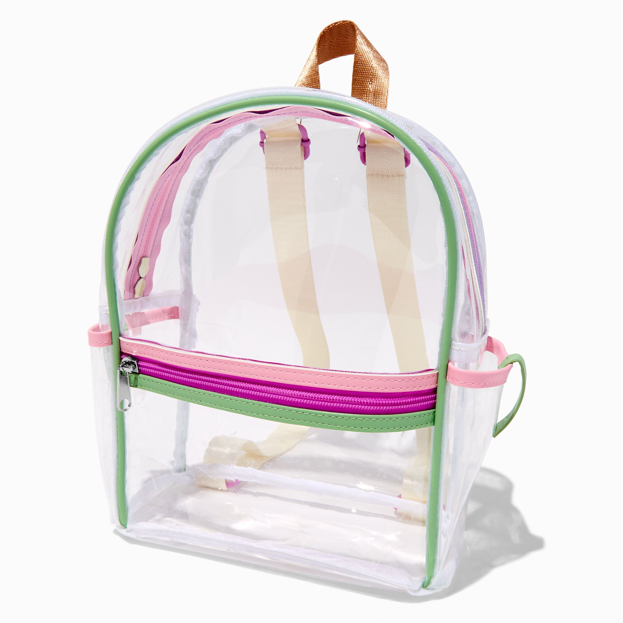 Translucent Colorblock Small Backpack with Belt Bag,