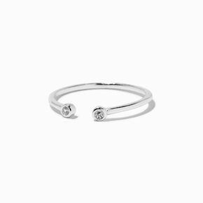 C LUXE by Claire&#39;s Sterling Silver Crystal Open-Front Toe Ring,