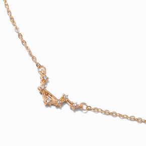 Gold-tone Zodiac Constellation Pendant Necklace - Libra,