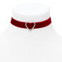 Embellished Heart Velvet Choker Necklace - Red,