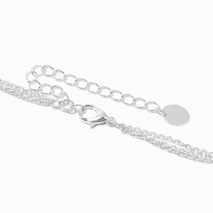 Silver-tone Cubic Zirconia Confetti Multi-Strand Necklace,