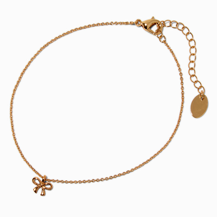 Gold-tone Single Bow Chain Anklet,