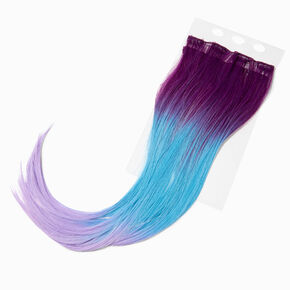 Extensions de cheveux synth&eacute;tiques violets &agrave; clip avec d&eacute;grad&eacute; - Lot de 4,