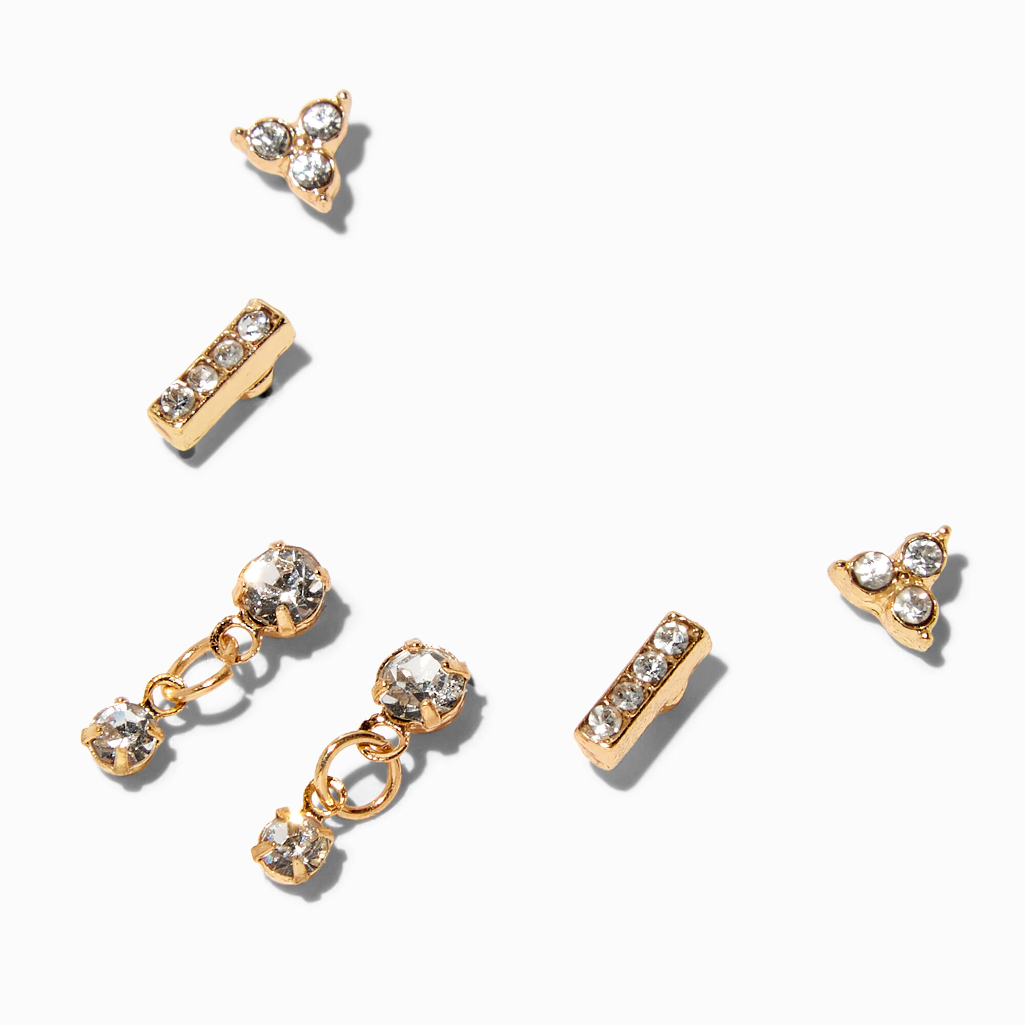 View Claires Embellished Line Stud Earring Stackables Set 3 Pack Gold information