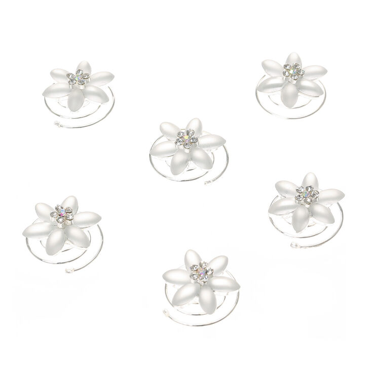 Claire's Barrettes à cheveux fleurs effet nacré avec strass