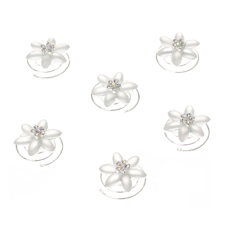 Frosted Crystal Flower Hair Sliders,