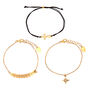 Gold Mixed Cross Star Symbol Bracelets - 3 Pack,
