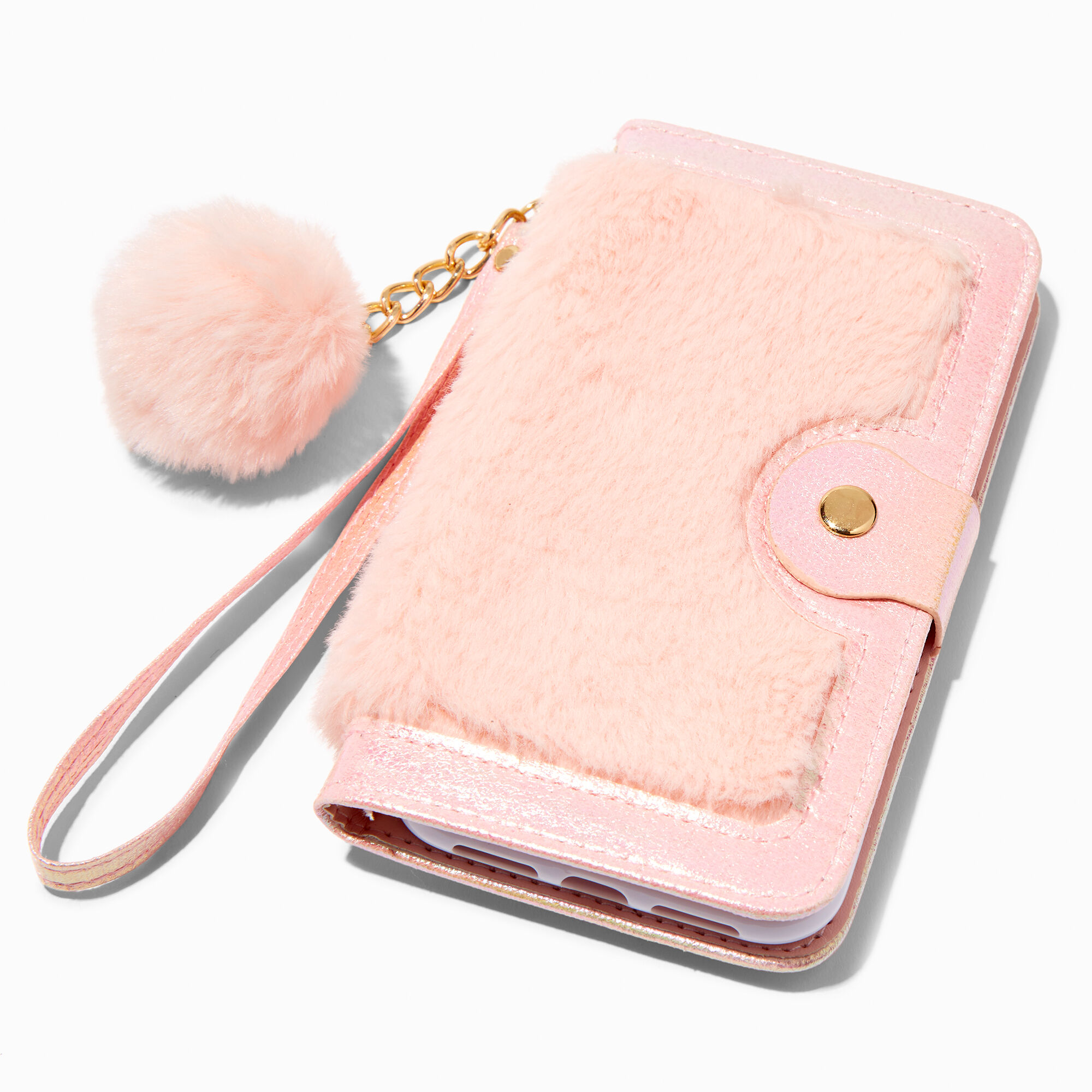 Furry Pink Wristlet Phone Case - Fits iPhone® 11,