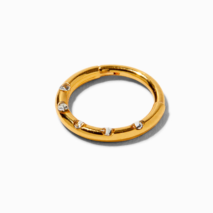 18k Gold Plated 18G Titanium Crystal Hoop Nose Ring,