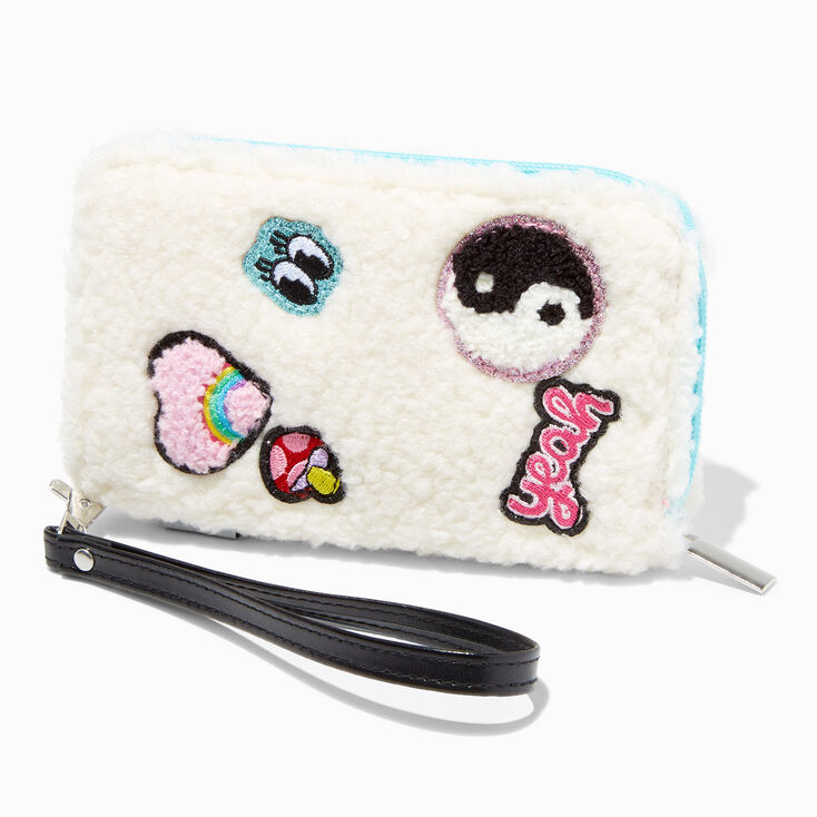 Y2K Patch Cream Sherpa Wristlet,