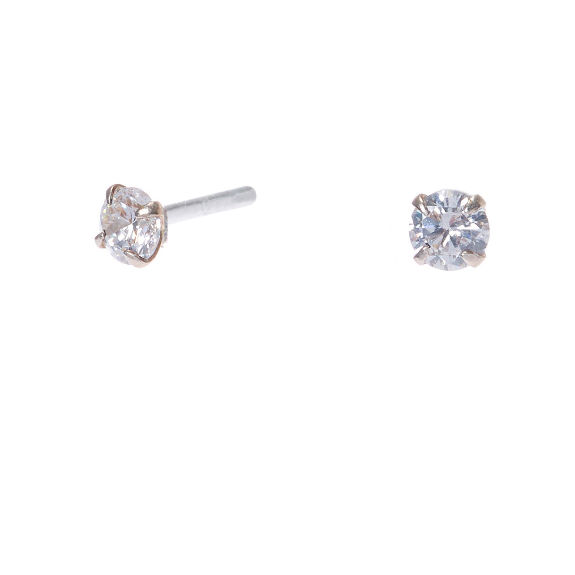 View Claires Cubic Zirconia Round Stud Earrings 3MM Silver information