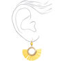 Gold 2&quot; Beaded Circle Fan Drop Earrings - Yellow,