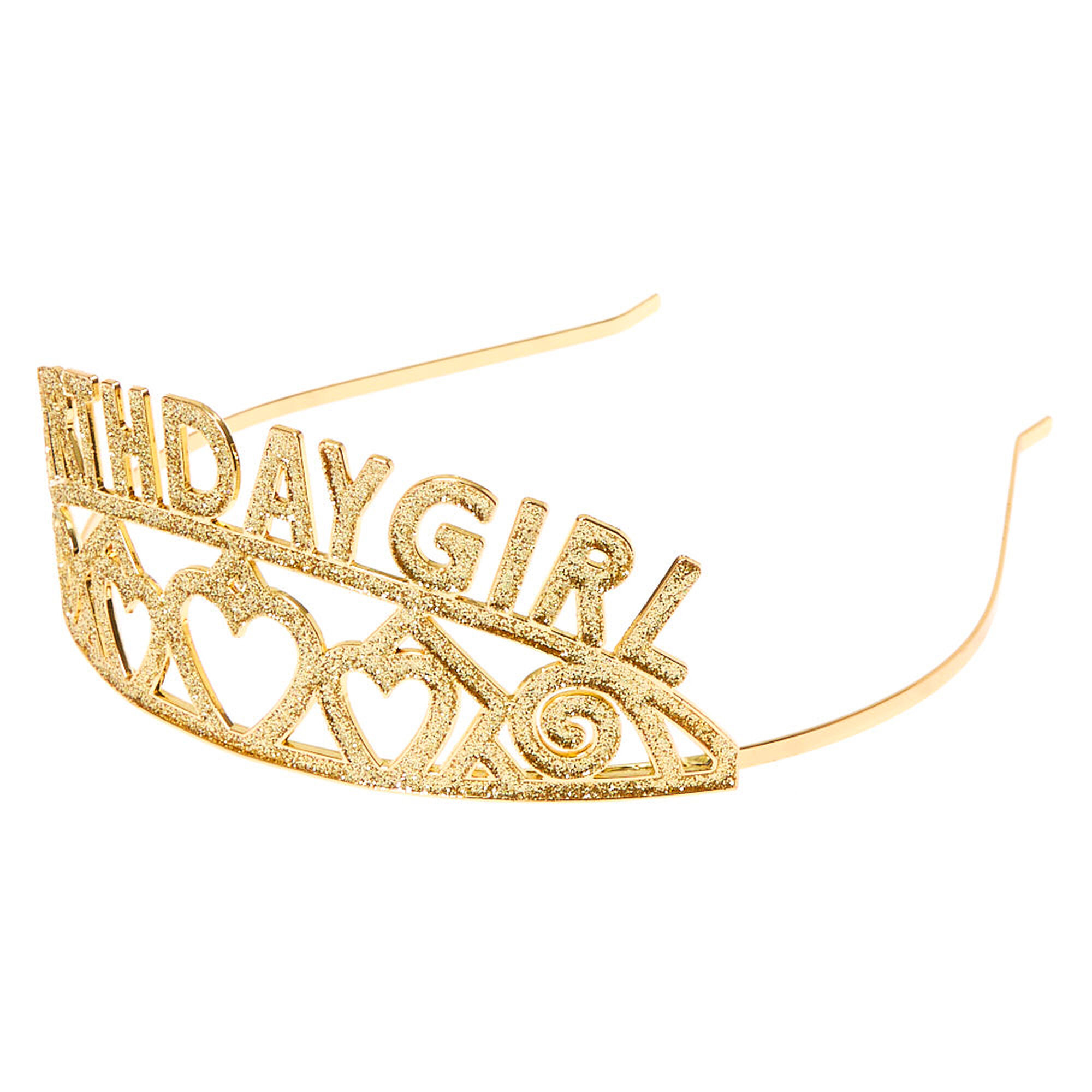 View Claires Birthday Girl Glitter Tiara Gold information