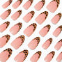 Cheetah French Tip Long Almond Vegan Faux Nail Set - 24 Pack,