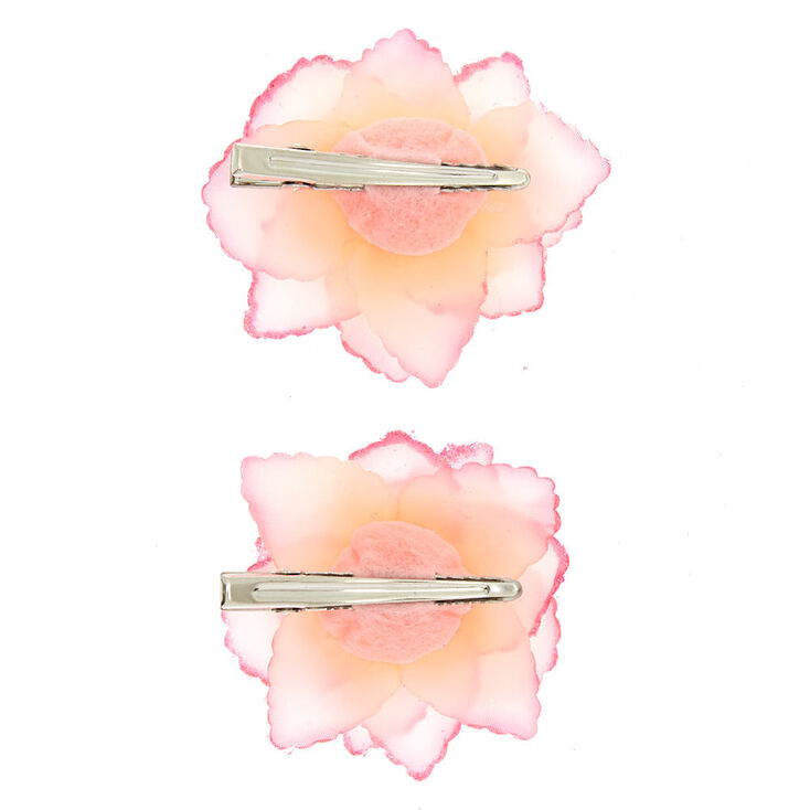 Glitter Flower Hair Clips - 2 Pack, Pink,