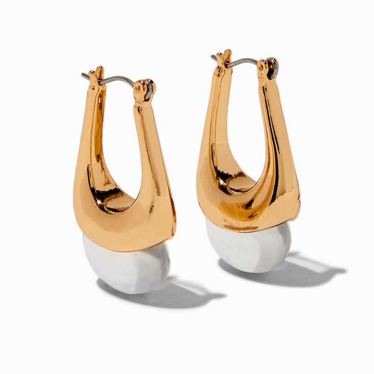 Gold-tone Clear Lucite Oblong Hoop Earrings,