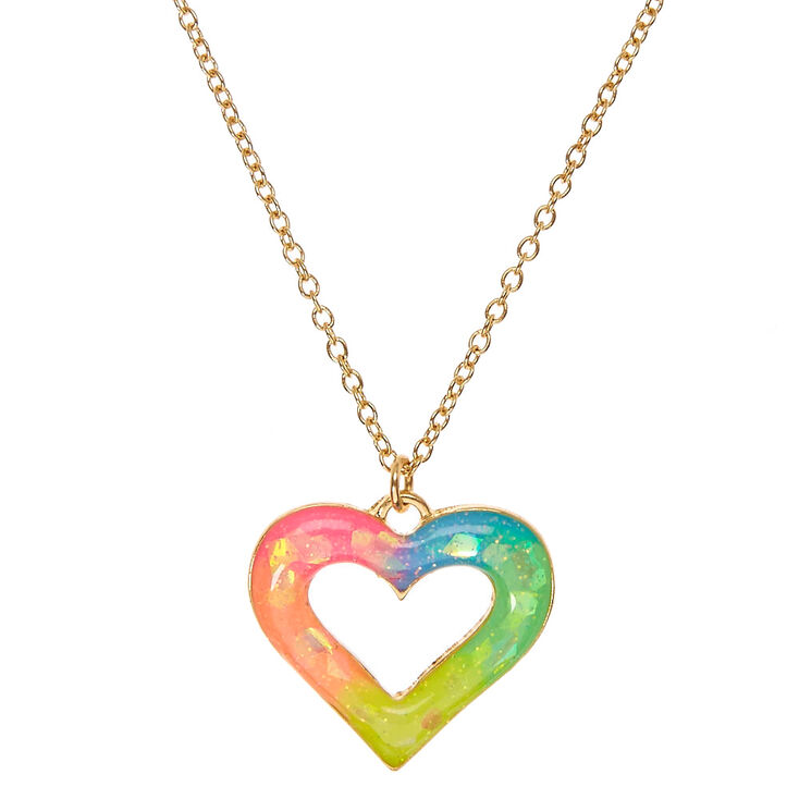 Collier &agrave; pendentif c&oelig;ur ouvert en n&eacute;on,