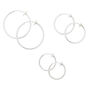 Silver Graduated Clip-On Hoop Earrings - 3 Pack,