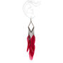 Hematite 5&quot; Diamond Feather Drop Earrings - Red,