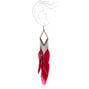 Hematite 5&quot; Diamond Feather Drop Earrings - Red,