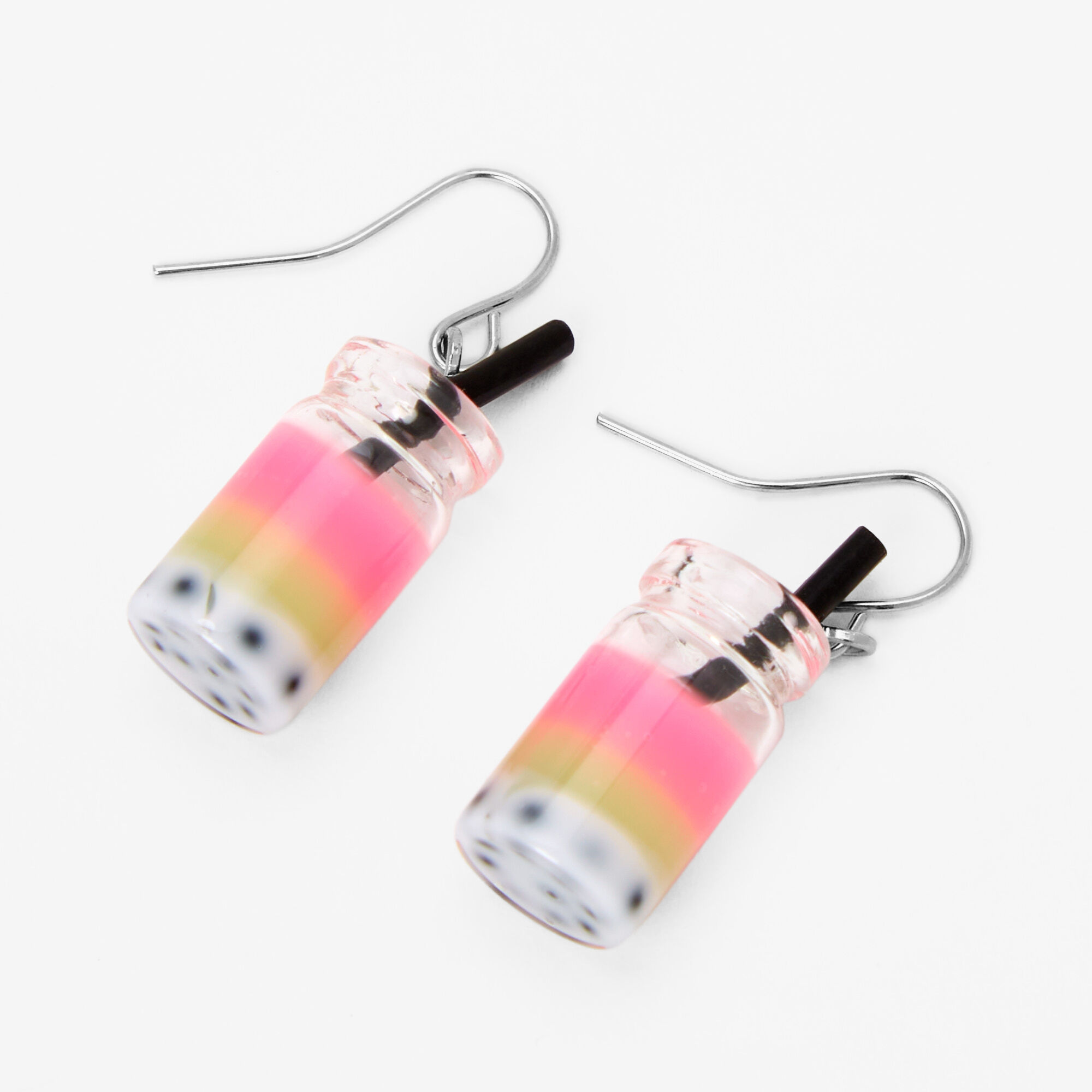 Claire's Pendantes thé aux perles 2,5 cm couleur argentée - Rose/jaune