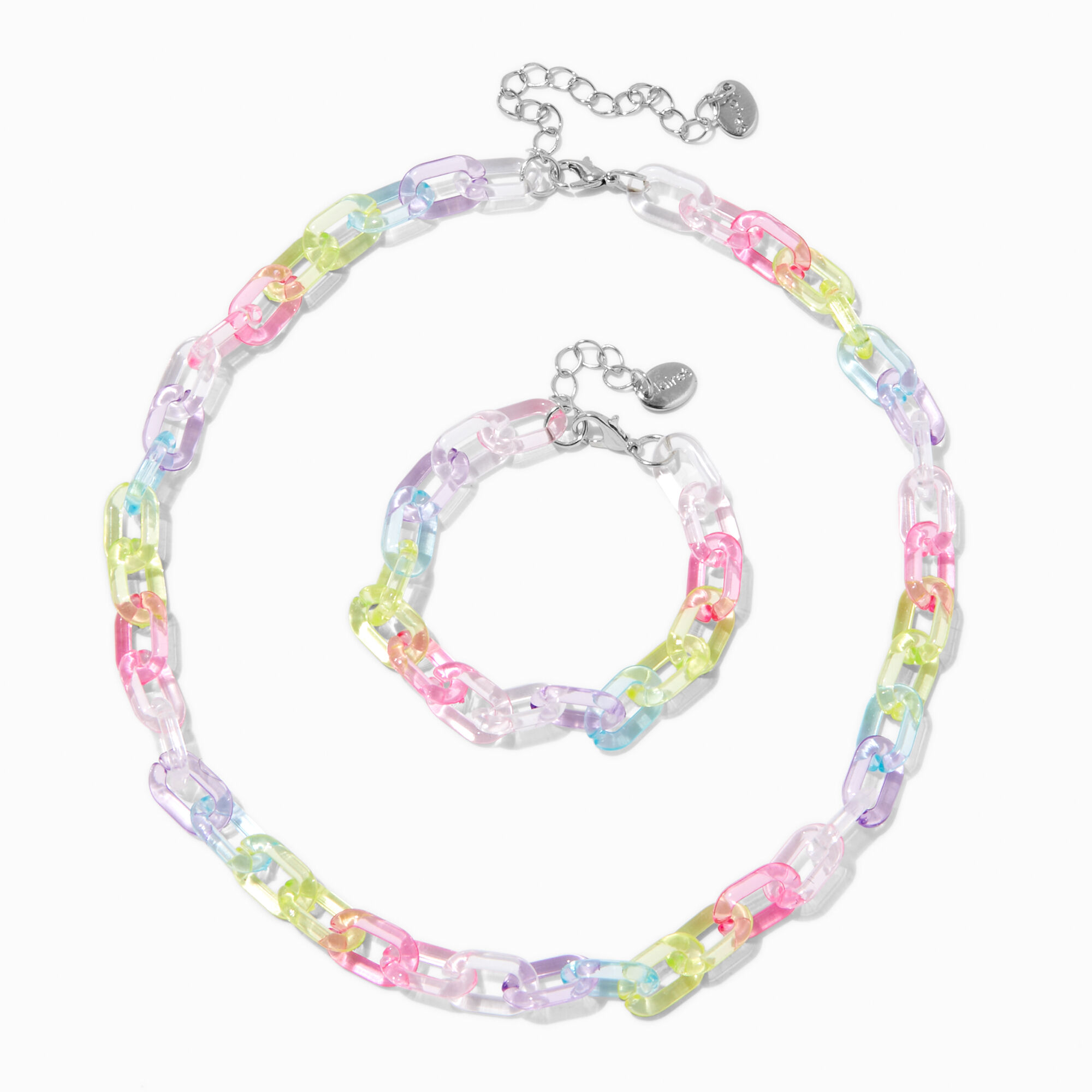 Claire's Club Rainbow Acrylic Chunky Chainlink Jewellery Set - 2 Pack,