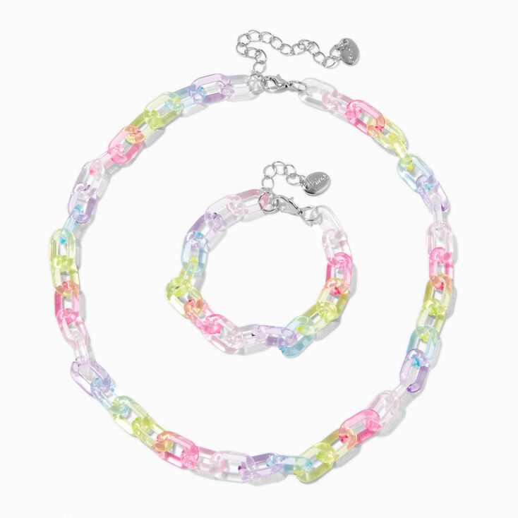 Claire&#39;s Club Rainbow Acrylic Chunky Chainlink Jewelry Set - 2 Pack,