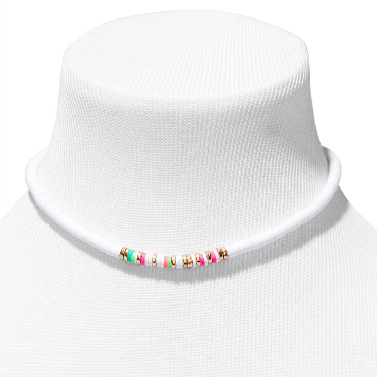 White Heishi Bead Choker Necklace,