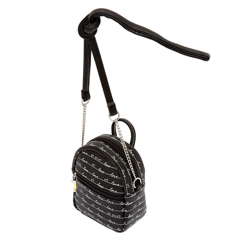 Love Script Mini Backpack Crossbody Bag Black