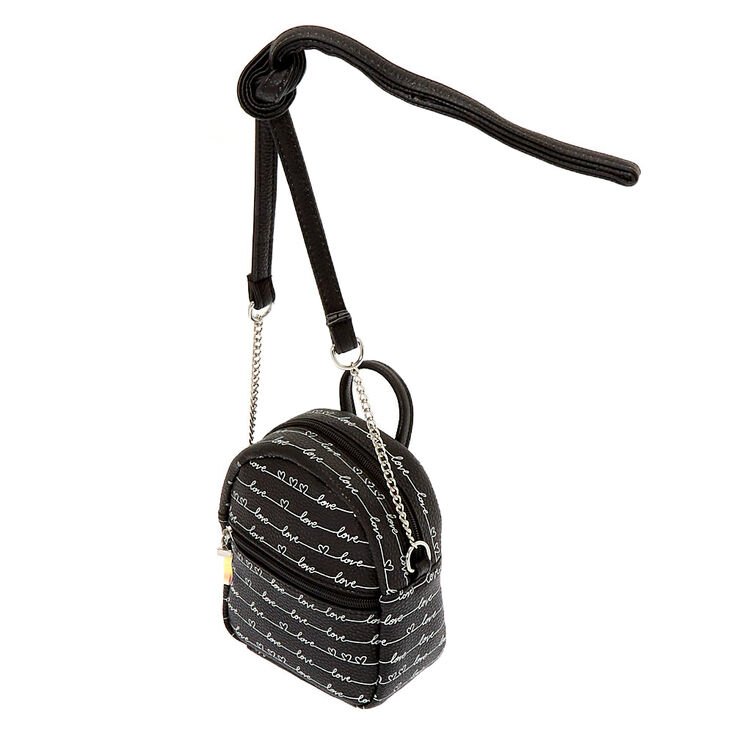 Love Script Mini Backpack Crossbody Bag - Black,